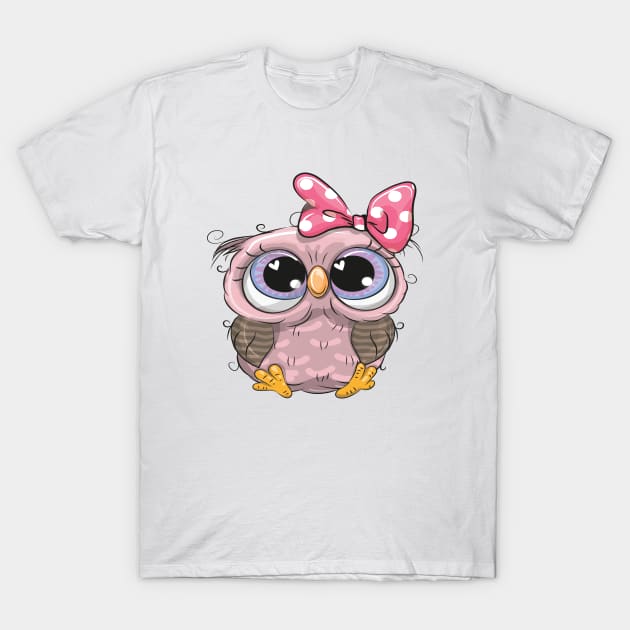 Owl Cute Kawaii Cartoon T-Shirt by ProjectX23Red